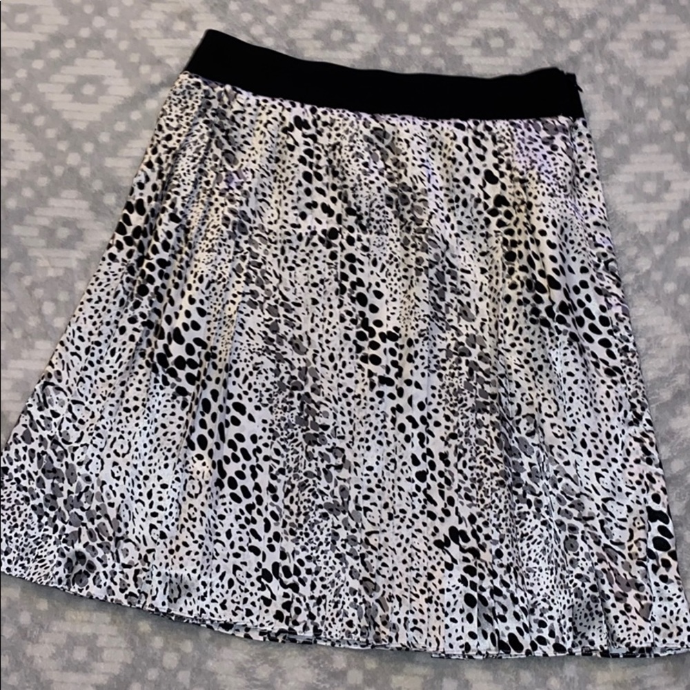 WHBM Pleated Silky Animal Print Skirt
